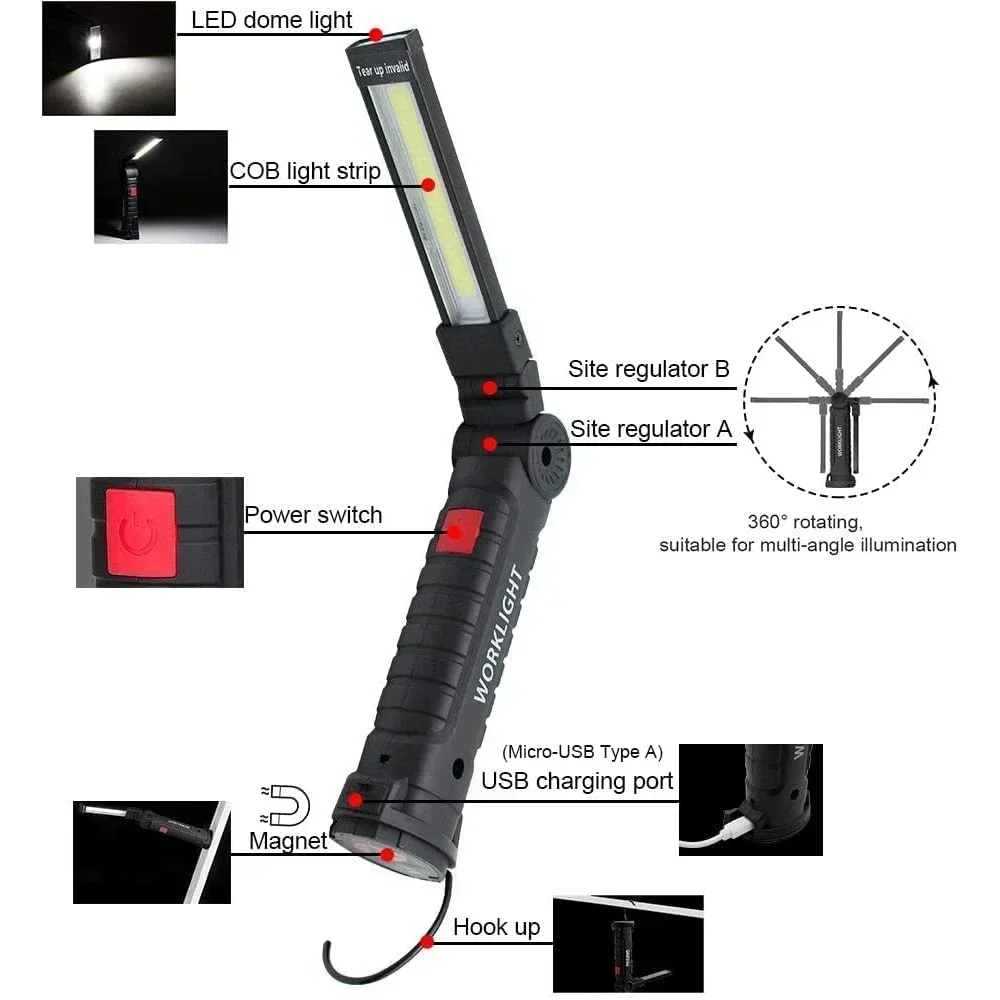 Draagbare COB LED-werklamp USB - Renewable Energy Sources recensie en prijs